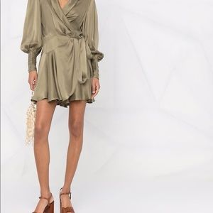 Zimmerman wrap silk mini dress olive green size 3